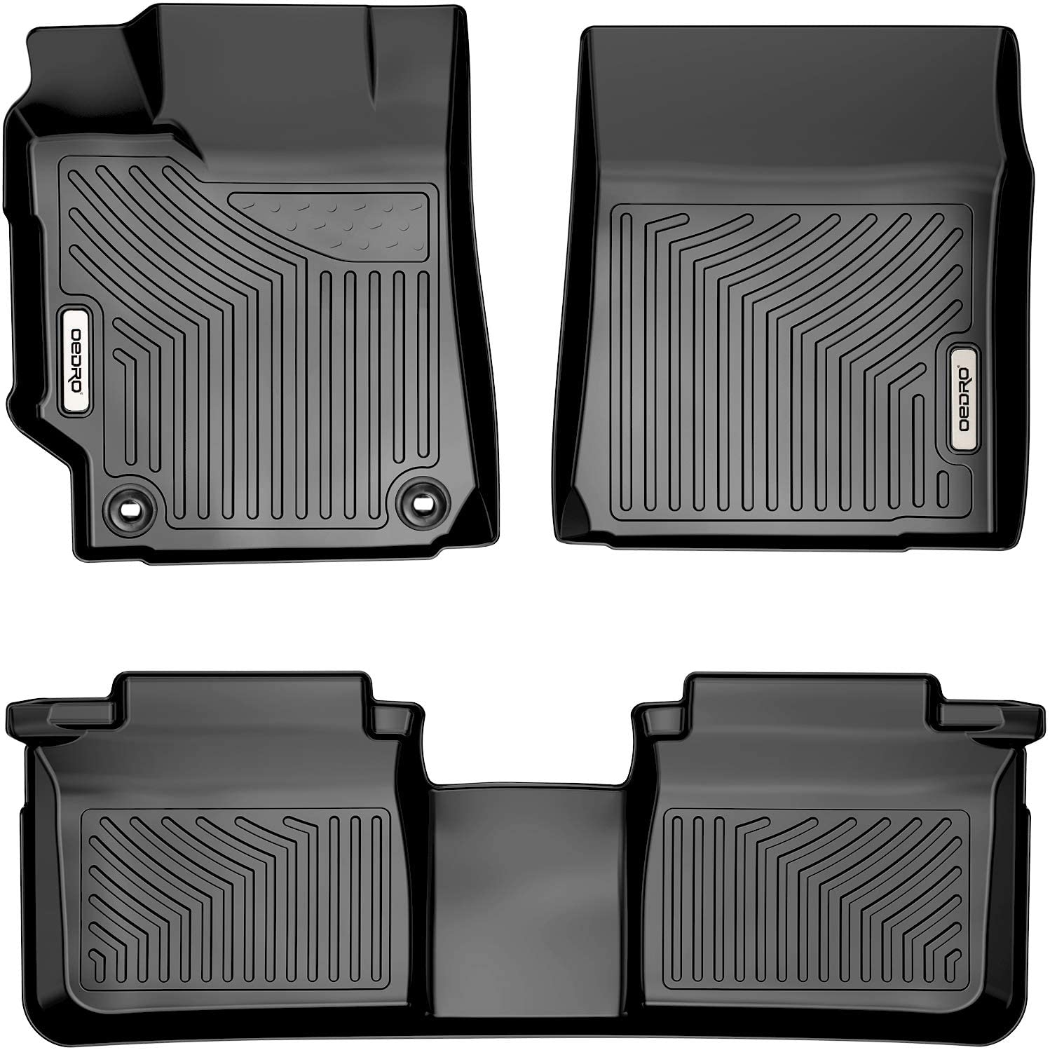 Side view of OEDRO Floor Mats for 2015-2017 Toyota Camry Standard Models, Unique Black TPE All-Weather Guard Full Set Liners
