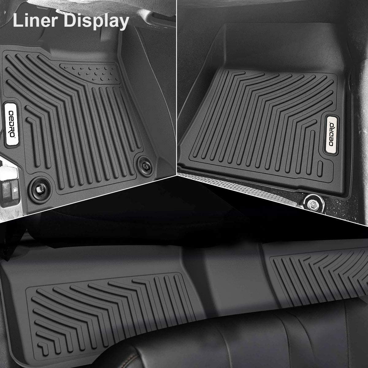 Side view of OEDRO Floor Mats for 2015-2017 Toyota Camry Standard Models, Unique Black TPE All-Weather Guard Full Set Liners