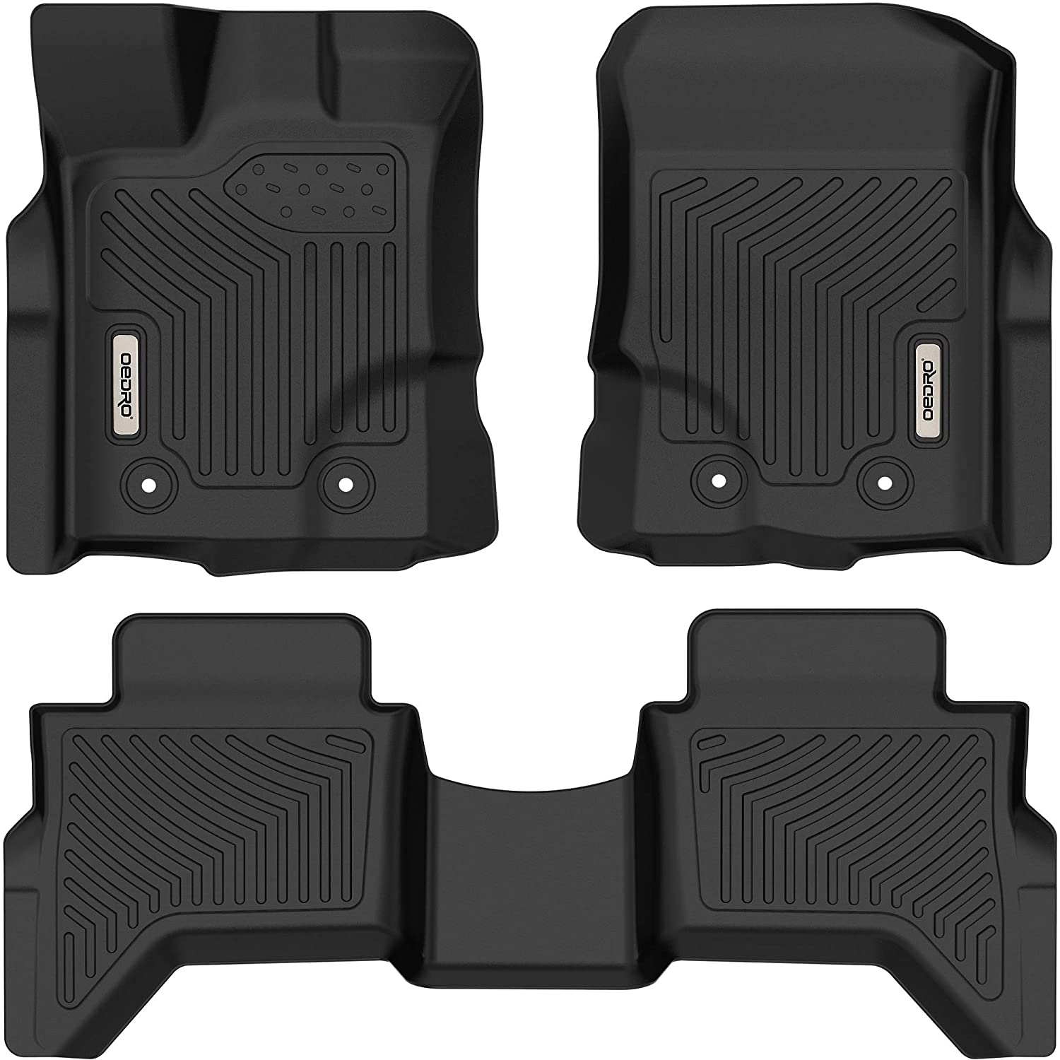 Side view of OEDRO Floor Mats for 2019-2023 Ford Ranger Supercrew Cab, Black TPE All-Weather Guard Full Liner Set