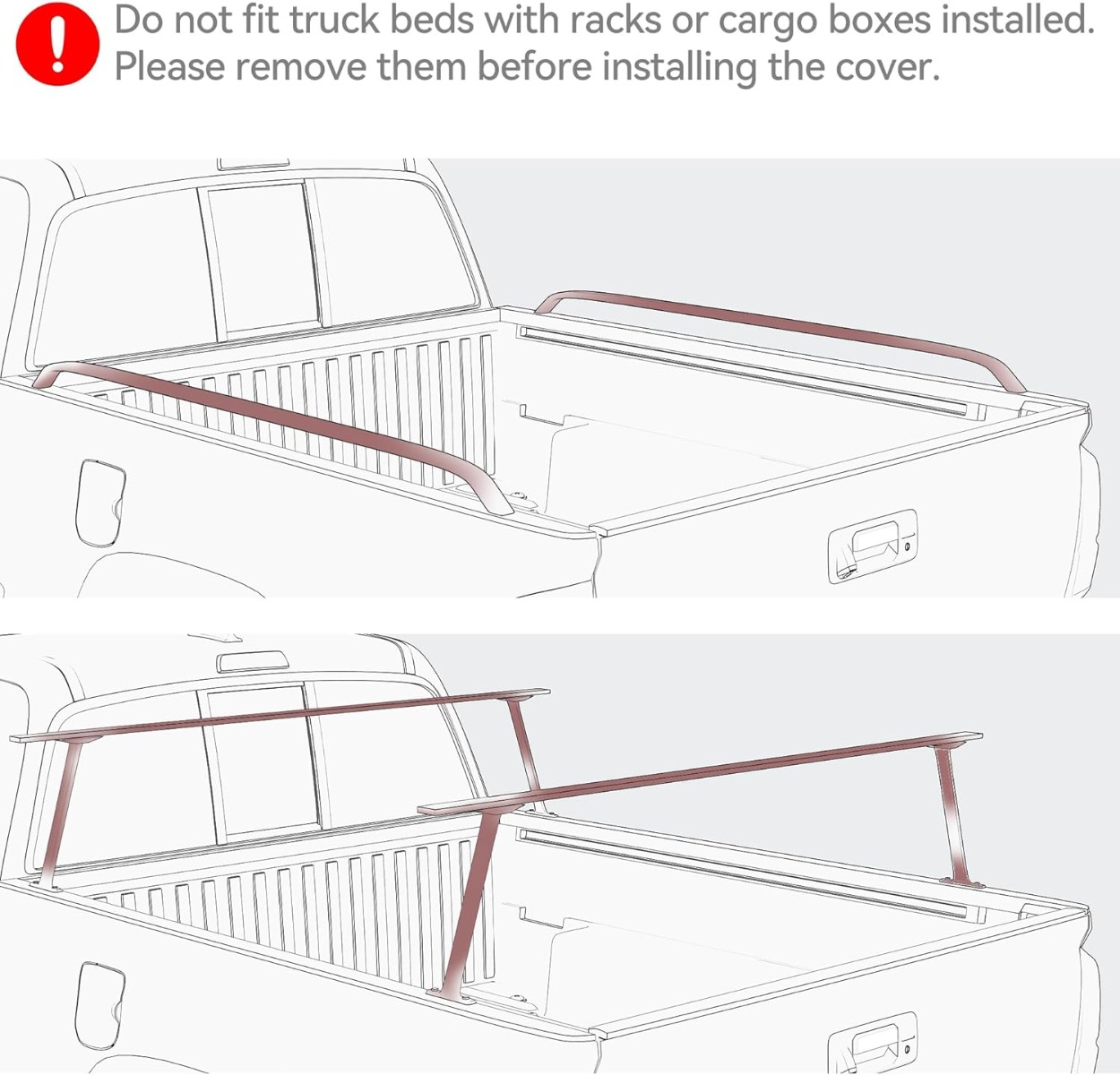 Side view of OEDRO 5FT FRP Hard Tri-fold Tonneau Cover 3-Fold Truck Bed Covers Fit for 2015-2026 Chevy Colorado/GMC Canyon with 5 Feet Bed