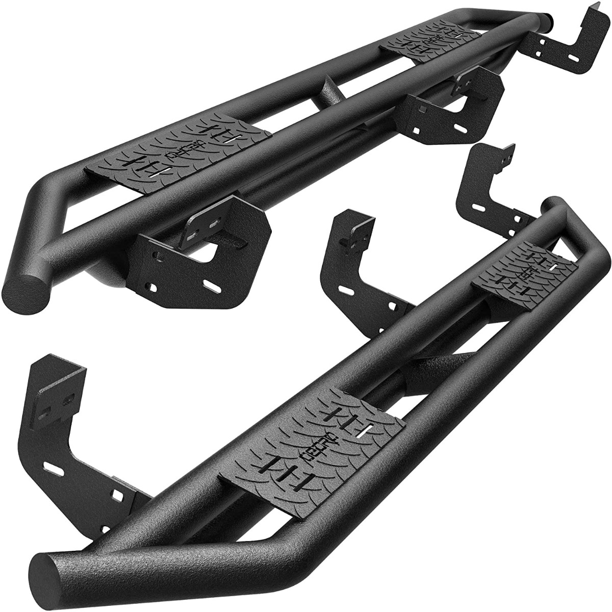 Side view of OEDRO Running Boards for 2009-2018 Dodge Ram 1500 Crew Cab & 2010-2024 Dodge Ram 2500 3500 Crew Cab & 2019-2024 Dodge Ram 1500 Classic Crew Cab