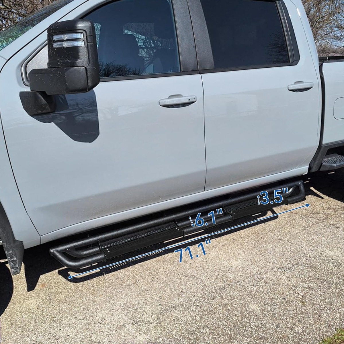 Side view of OEDRO® 6 inch Running Boards Compatible with 2005-2023 Toyota Tacoma Double Cab, Upgraded Paintable Side Steps, Black Textured Heavy Duty Truck Nerf B