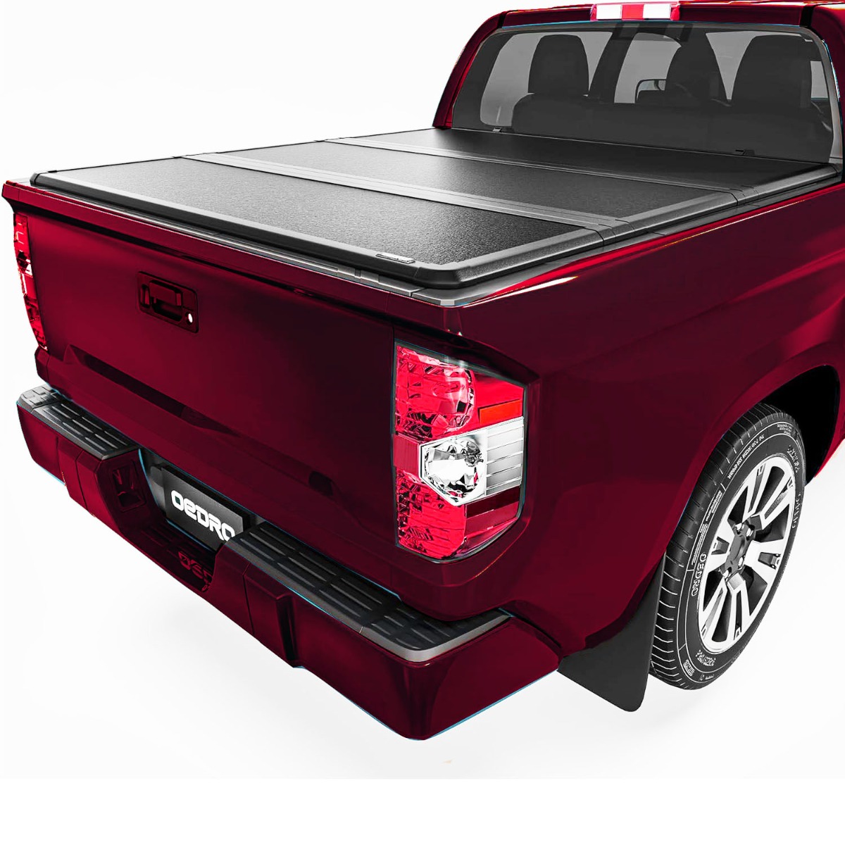 5.5FT FRP Hard Tri-Fold Tonneau Cover Fits for 2022-2025 Toyota Tundra (Excl. Trail) - Fits 5.5' Bed CrewMax Cab with Deck Rail System