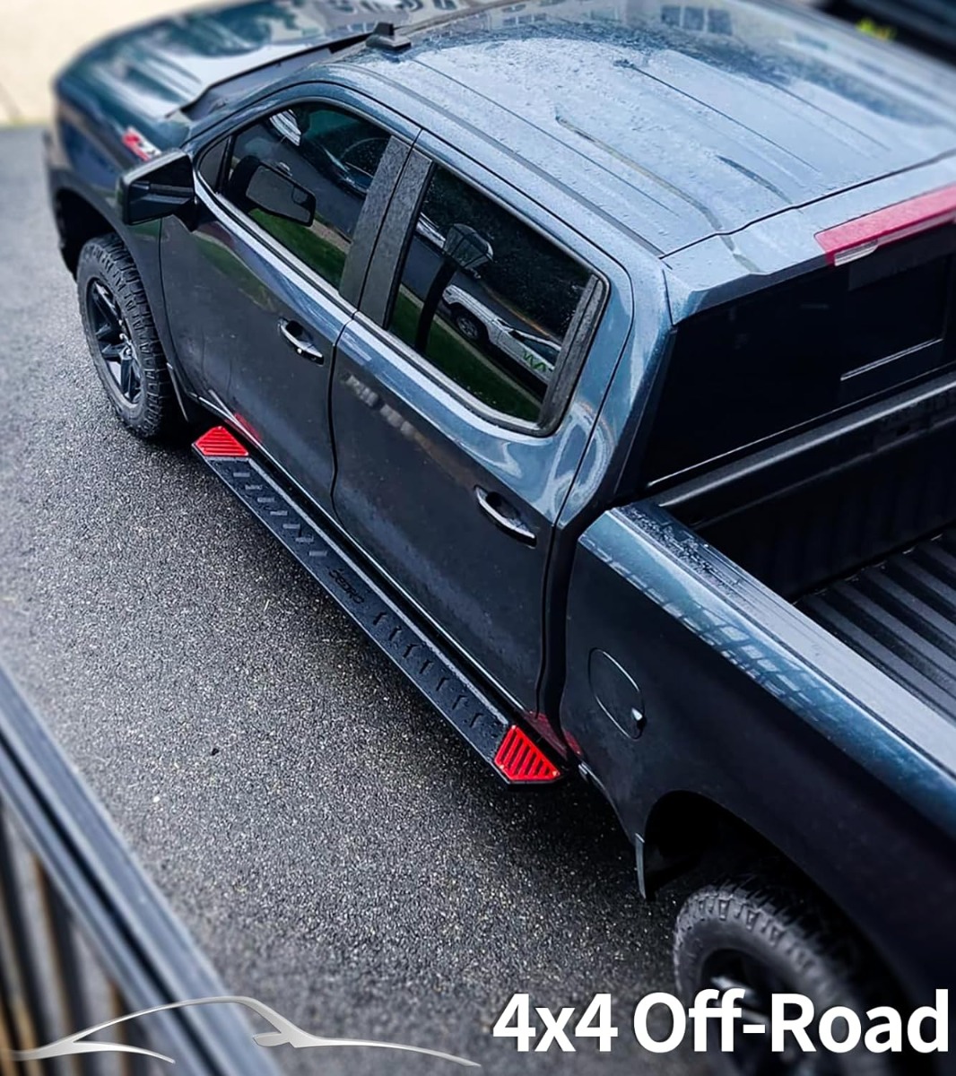 Side view of OEDRO® Running Boards for 2019-2025 Chevy Silverado/ GMC Sierra 1500 Crew Cab; 2020-2024 Silverado/ Sierra 2500HD 3500HD (Excl. 2019 1500 LD)