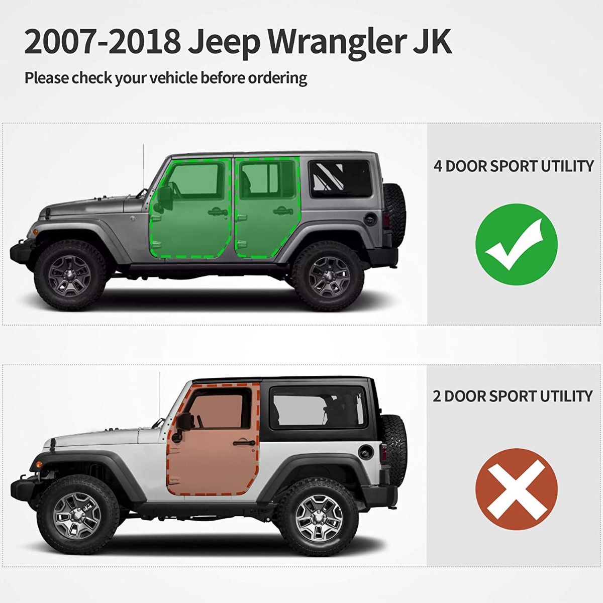 Side view of OEDRO 6" Running Boards for 2007-2018 Jeep Wrangler JK & Unlimited 4 Door, Black Silver Powder Coated Nerf Bar