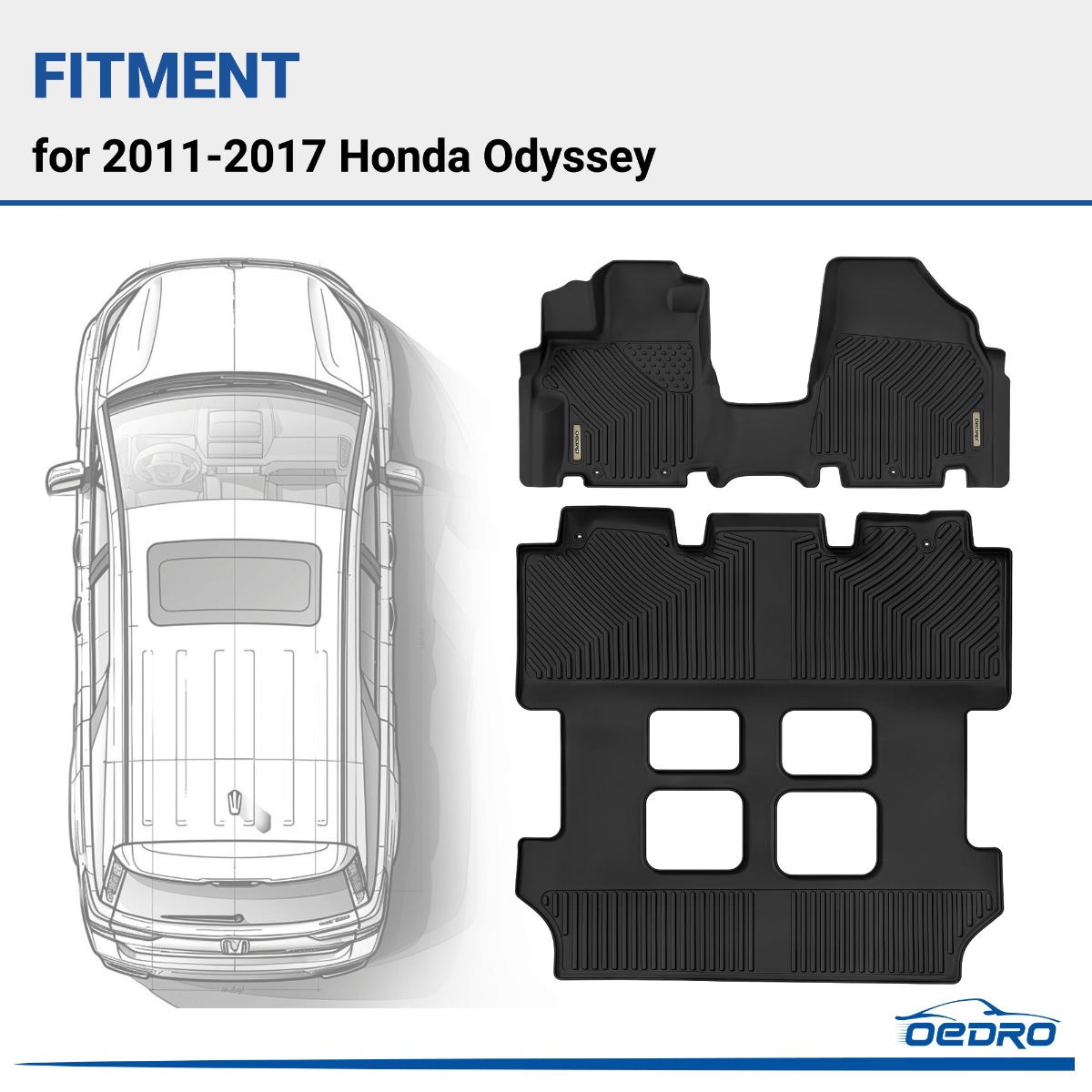 WeatherTech All-Weather Floor Mats – Full Set For 2011-2017 Honda Odyssey – Vehicle Specific Fit