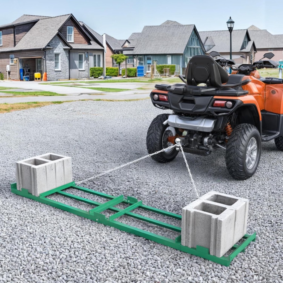 Side view of YITAMOTOR® 8 Ft Drag Harrow Driveway Grader Landscape Power Rake for ATV, UTV, Tractor, Mower Tow Behind Yard Lawn Leveling Tool with 6 Ft Heavy Duty