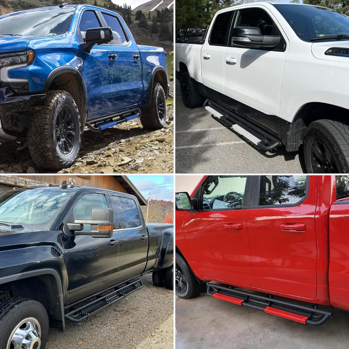 Side view of OEDRO®  6 Inches Running Boards Powder Coated Black Nerf Bars for 2019-2025 Chevy Silverado/GMC Sierra 1500 Crew Cab, 2020-2025 Silverado/Sierra 2500H