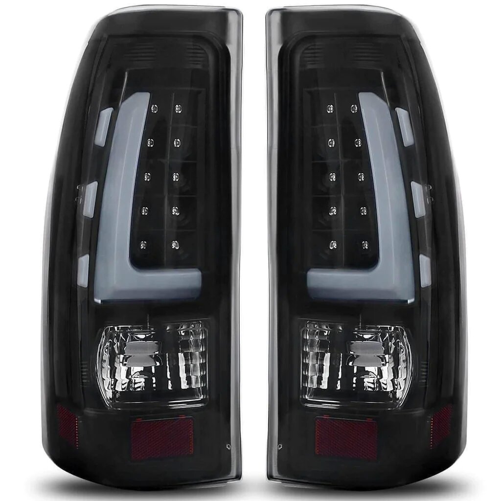Side view of YITAMOTOR® 1999-2002 Chevy Silverado Headlights Lamps + LED Tail Lights Black