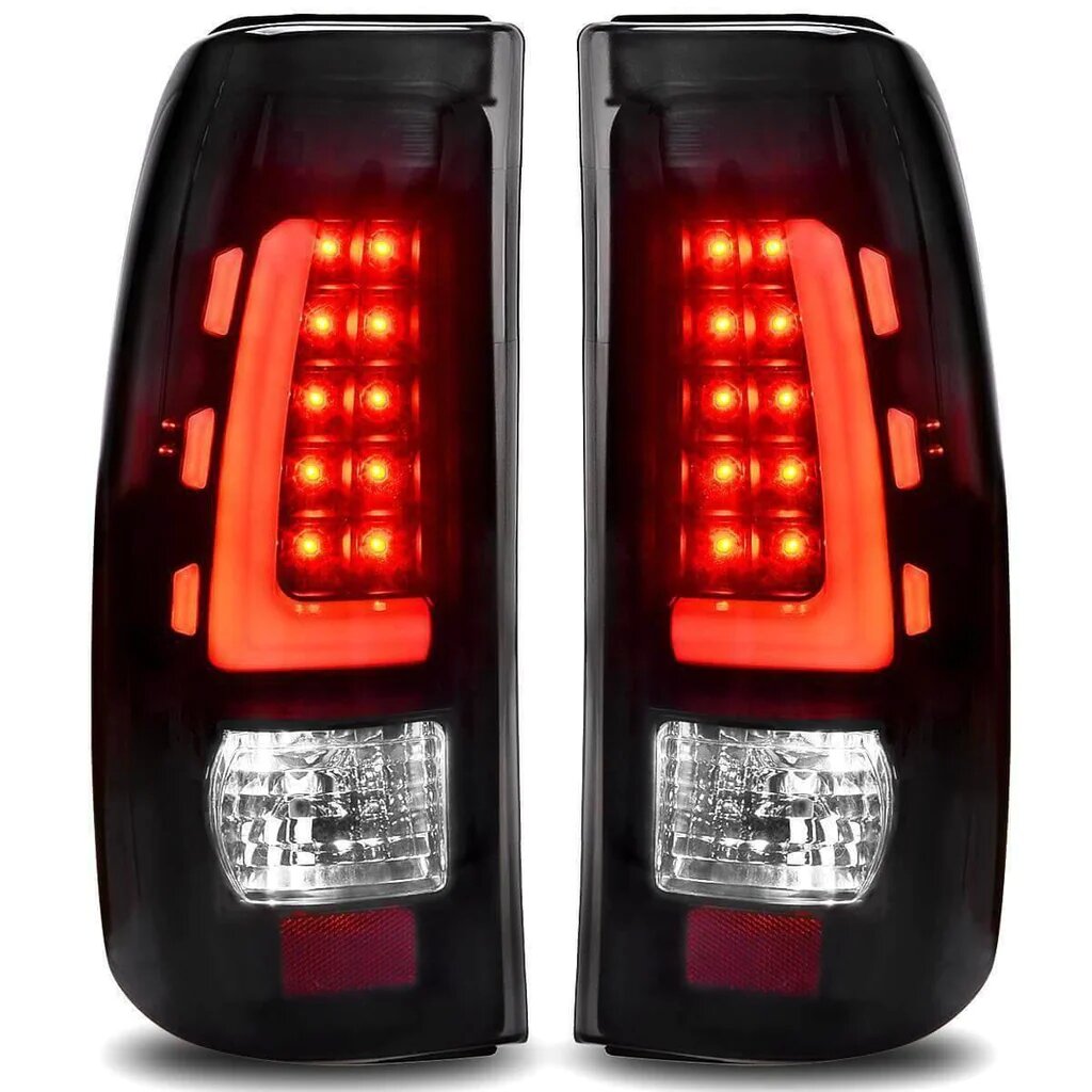 Side view of YITAMOTOR® 1999-2002 Chevy Silverado Headlights Lamps + LED Tail Lights Black