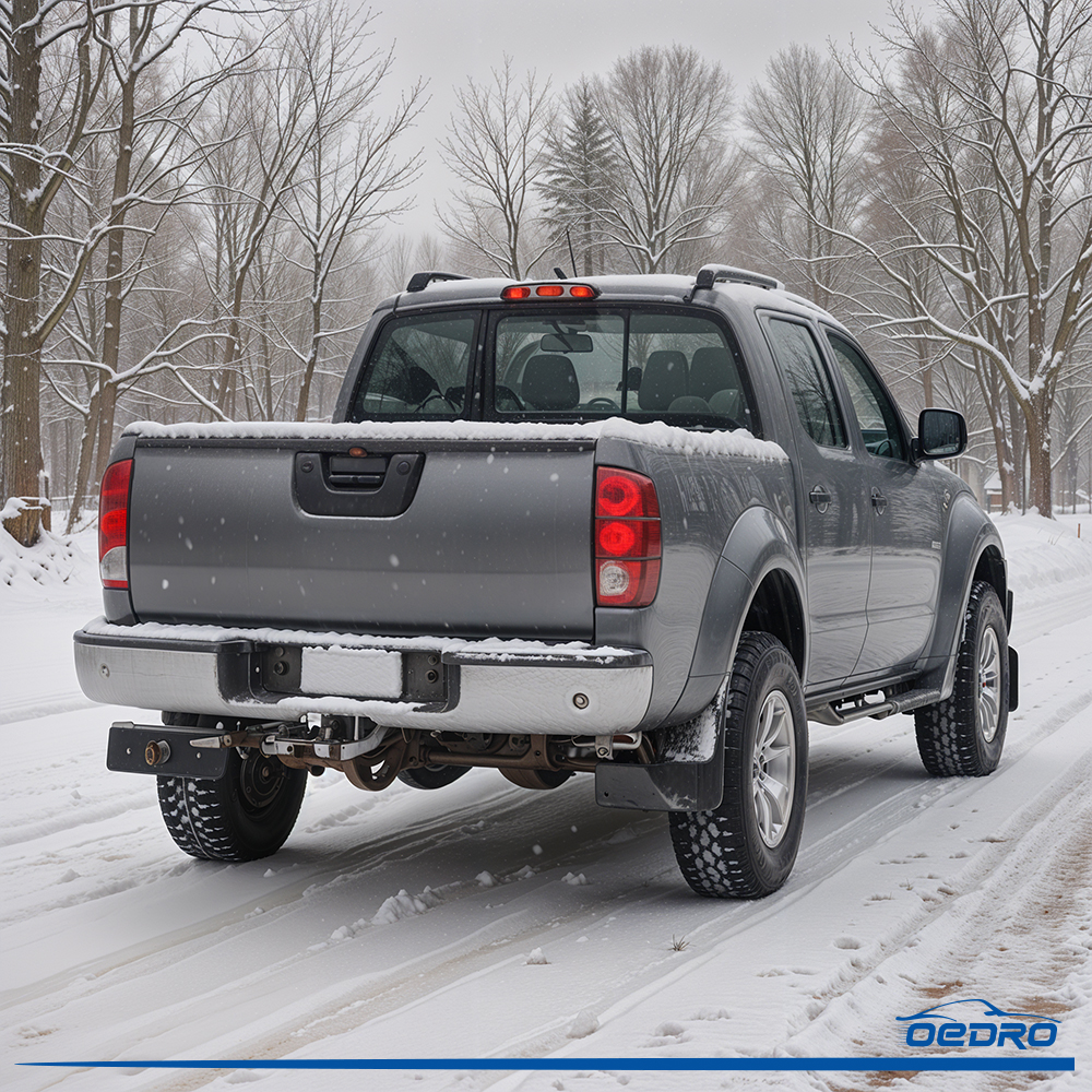 Side view of 5FT Hard Tri-fold Tonneau Cover Fold Truck Bed Covers Compatible with 2005-2026 Nissan Frontier(NOT for México Models) with 5 Feet Bed