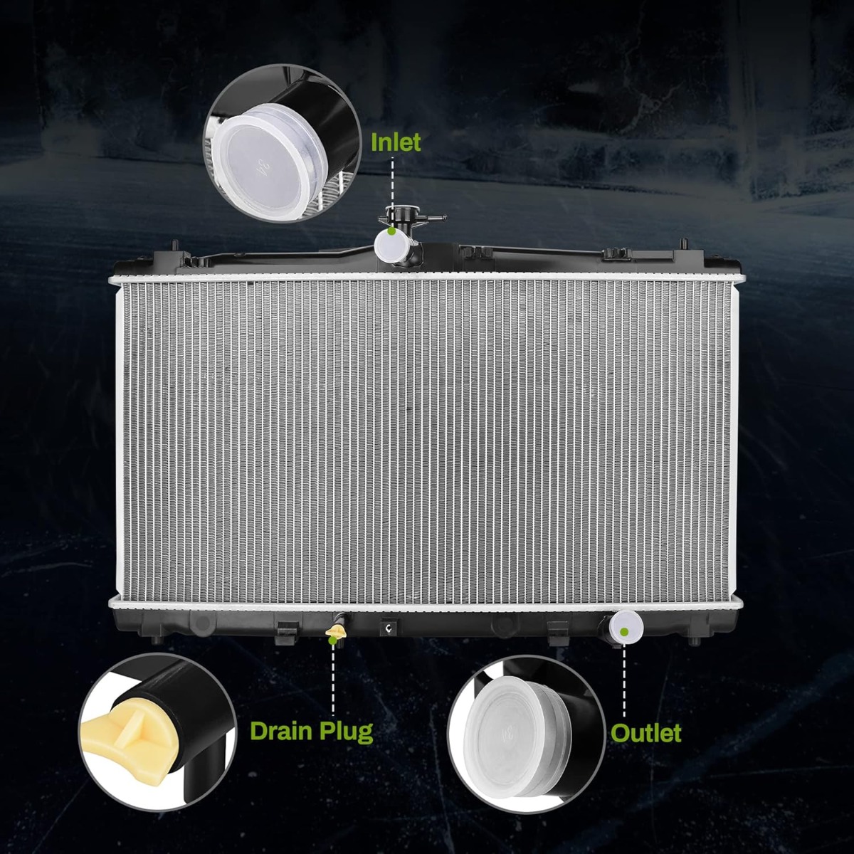 Side view of YITAMOTOR® Radiator Compatible with 2013-2018 Toyota Avalon 2012-2017 Camry 2.5L 3.5L