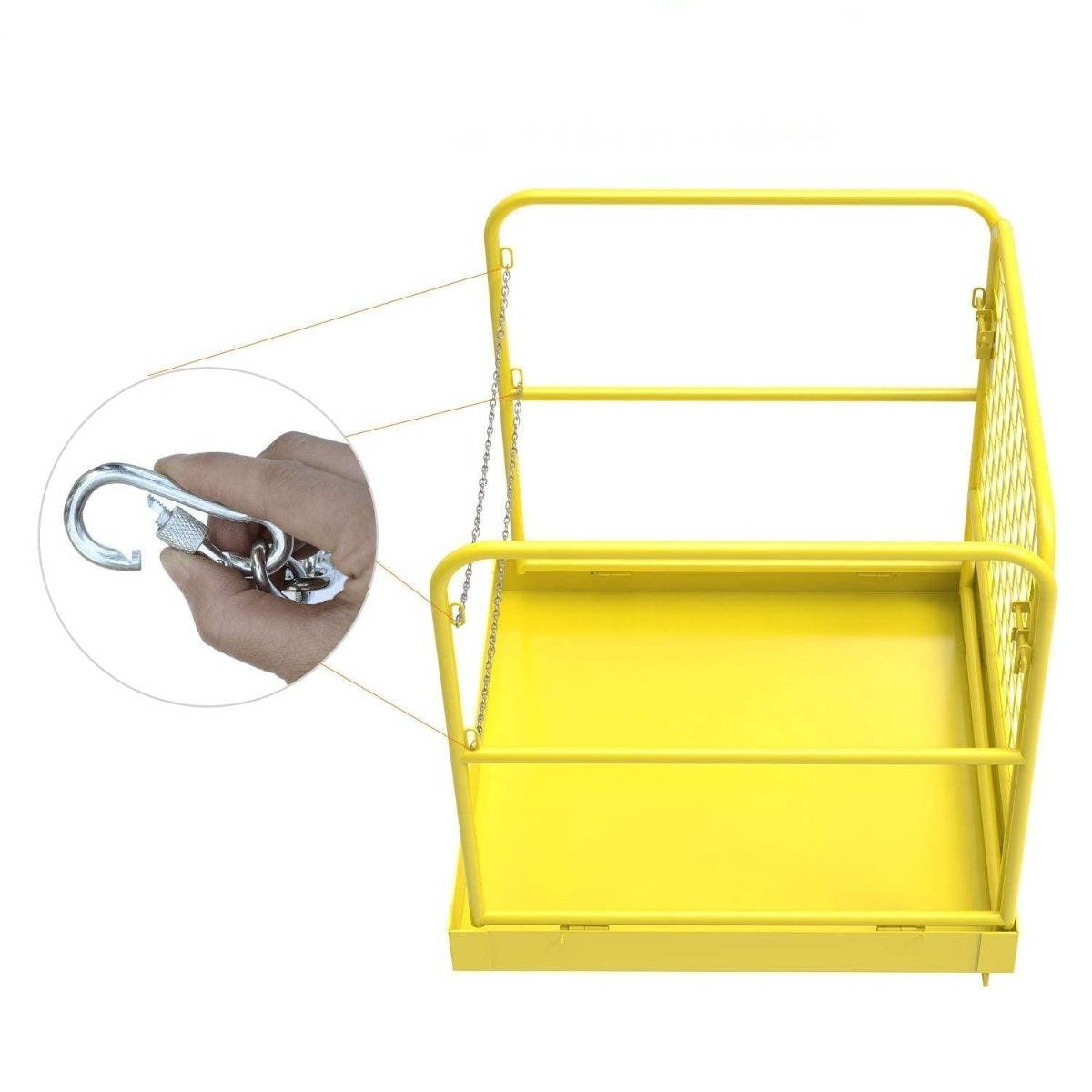 Side view of YITAMOTOR® 36 inch x 36 inch Forklift Cage 1105LBs Platform Safety Cage