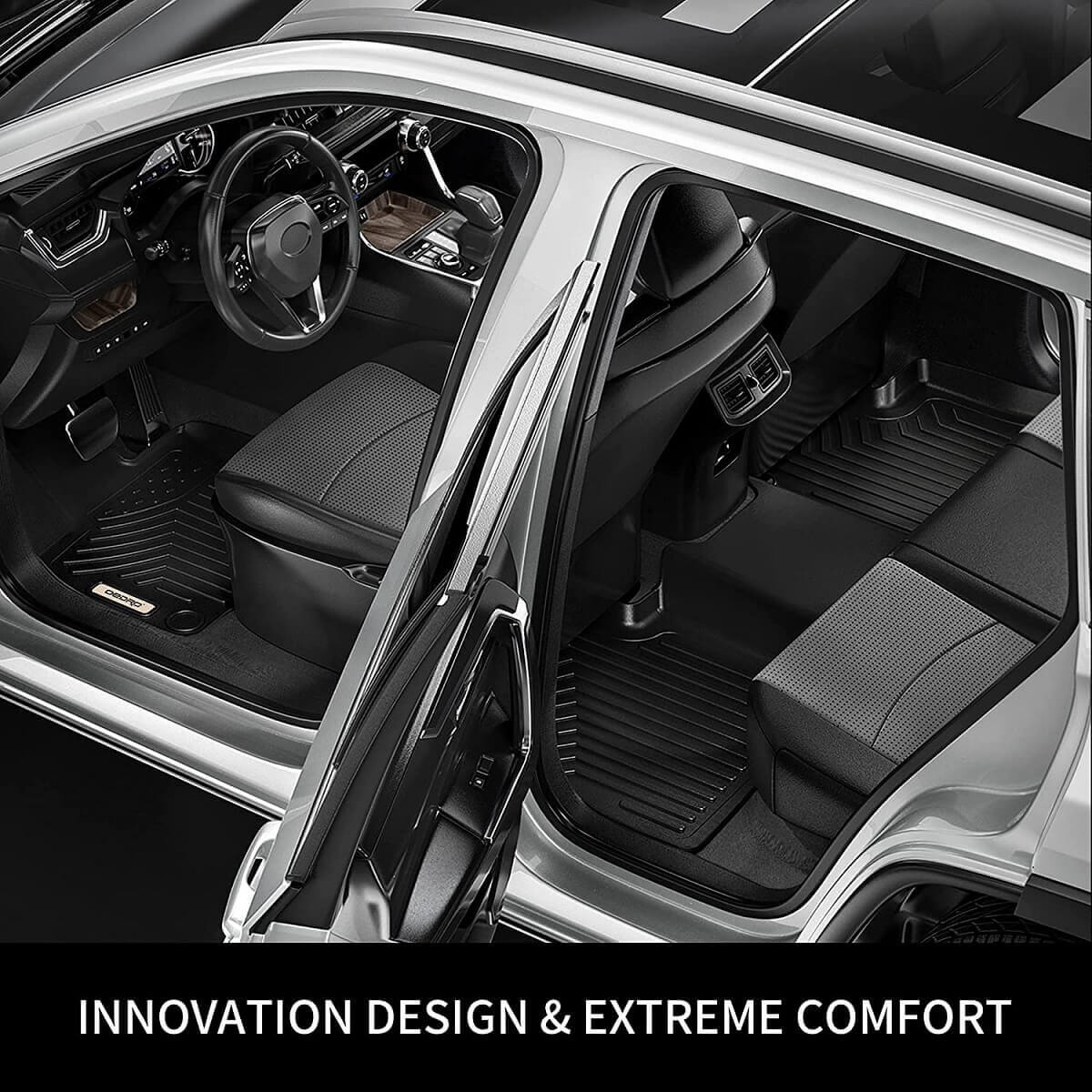 Side view of OEDRO® Floor Mats for 2021-2025 Toyota Sienna (Only for 7 Seat), Custom Fit TPE All Weather Car Floor Liners