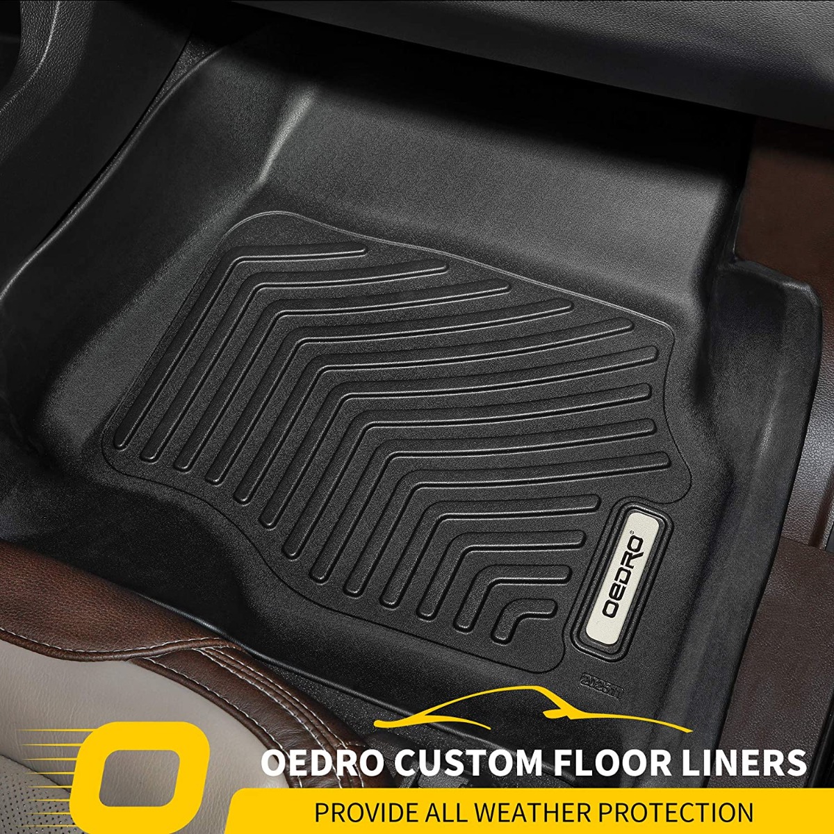 Side view of OEDRO Floor Mats for 2018-2022 Ford EcoSport (US Model Only), Black TPE All-Weather Guard Floor Liner Set
