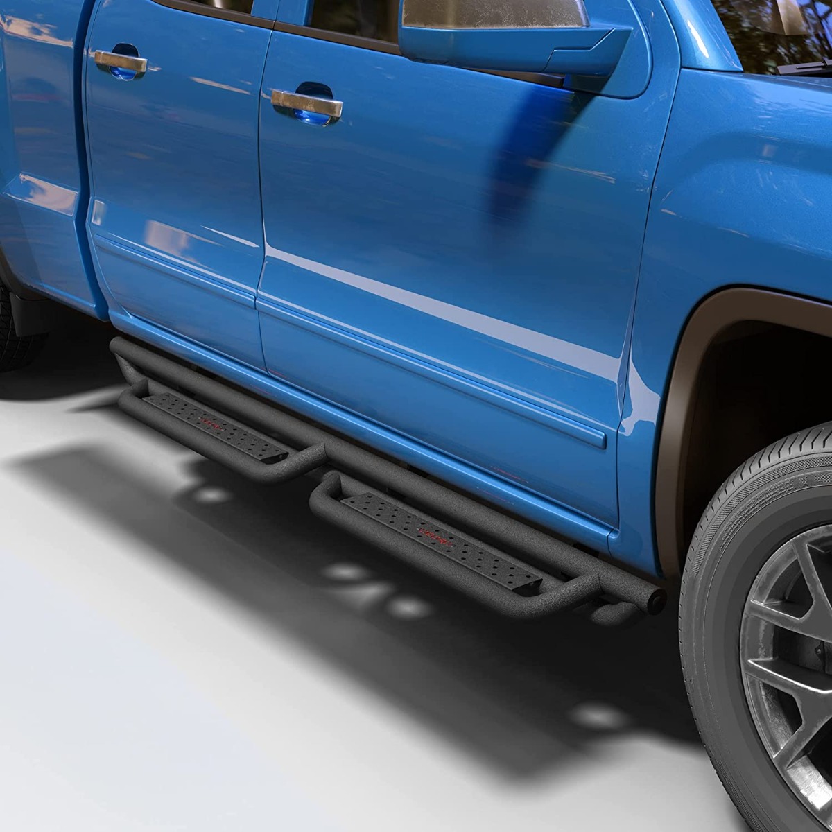 Side view of OEDRO 6'' Running Boards for 2007-2018 Silverado/Sierra 1500 Crew Cab & 2007-2019 2500/3500HD(Incl. Diesel Model)