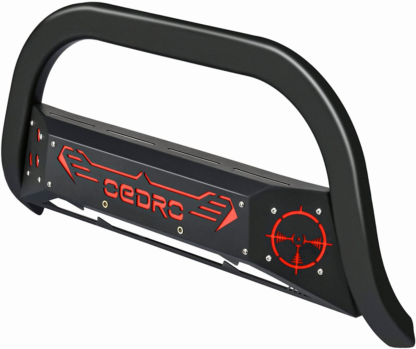 Side view of Paintable Bull Bar Fits 2019-2024 Chevy Silverado 1500/GMC Sierra 1500 (Exclude 2019 Silverado 1500 LD) Front Bumper Push Bar w/Grille Skid Plate