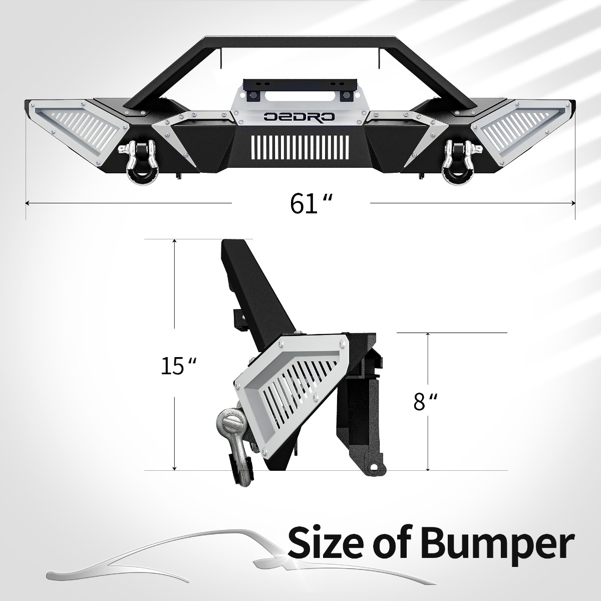 Side view of 2018-2025 Jeep Wrangler JL/2020-2025 Gladiator JT Front Bumper