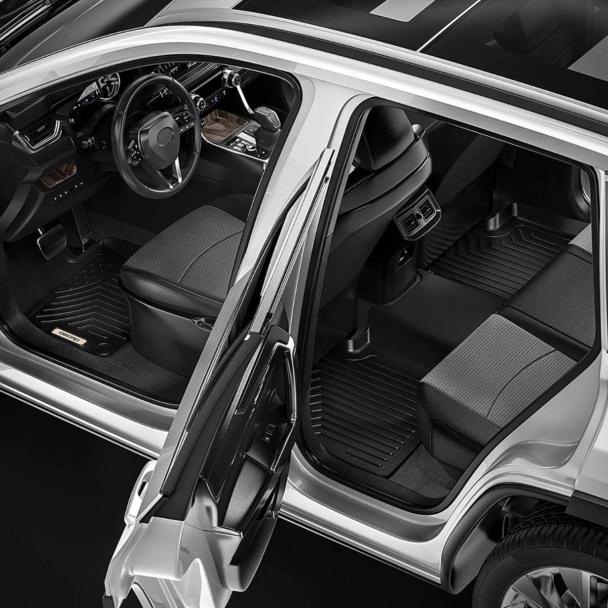 Side view of OEDRO TPE All-Weather Guard Floor Mats & Cargo Liners Set for 2013-2024 Toyota 4Runner Cargo Mat Liners