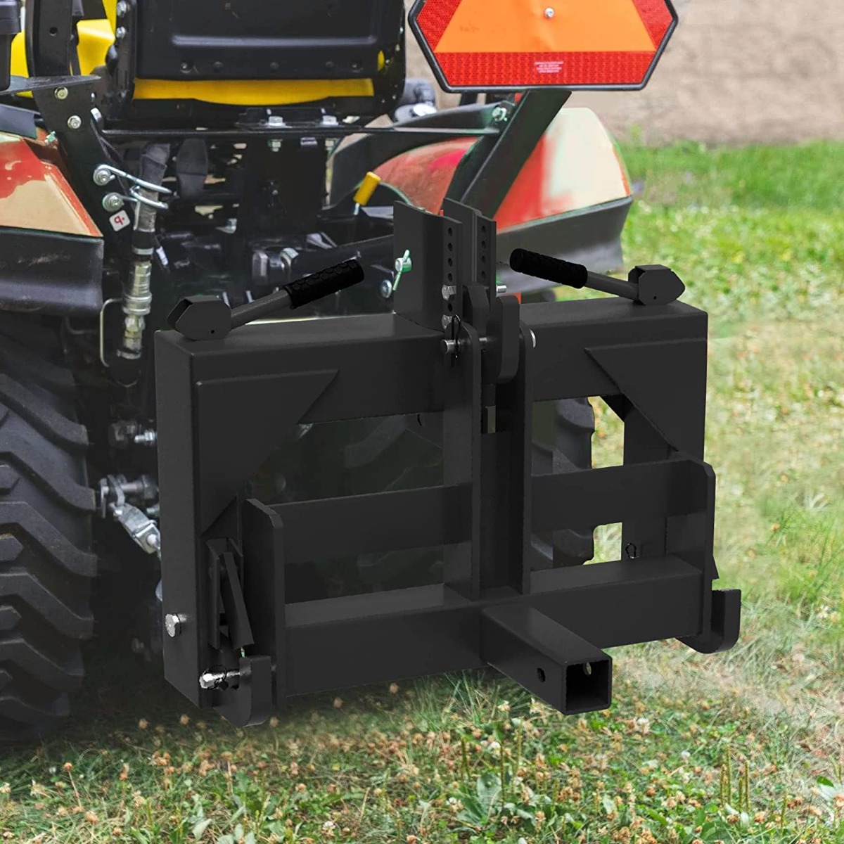Side view of YITAMOTOR® 3 Point Hitch Receiver for Category 1, 2" Trailer Receiver Tractor Drawbar Attachments with Suitcase Weight Brackets