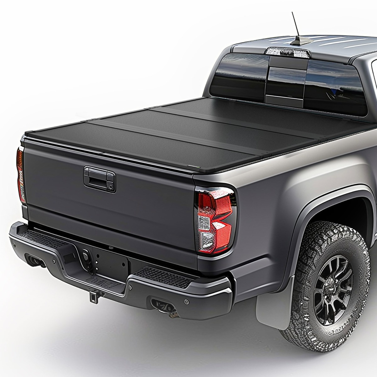 Side view of YITAMOTOR® FRP Hard Tri-fold Truck Bed Tonneau Cover Compatible with 2019-2026 Chevy Silverado/GMC Sierra 1500 New Body Style 5.8 ft Bed