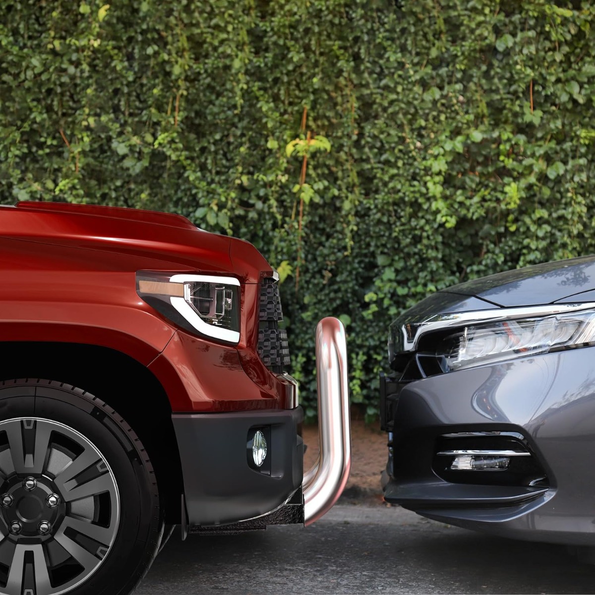Side view of YITAMOTOR® Bull Bar Compatible with 2016-2023 Toyota Tacoma (Excludes TRD Models), 3" Tubing Brush Guard Pickup Truck Front Bumper Push Bar w/Grille S