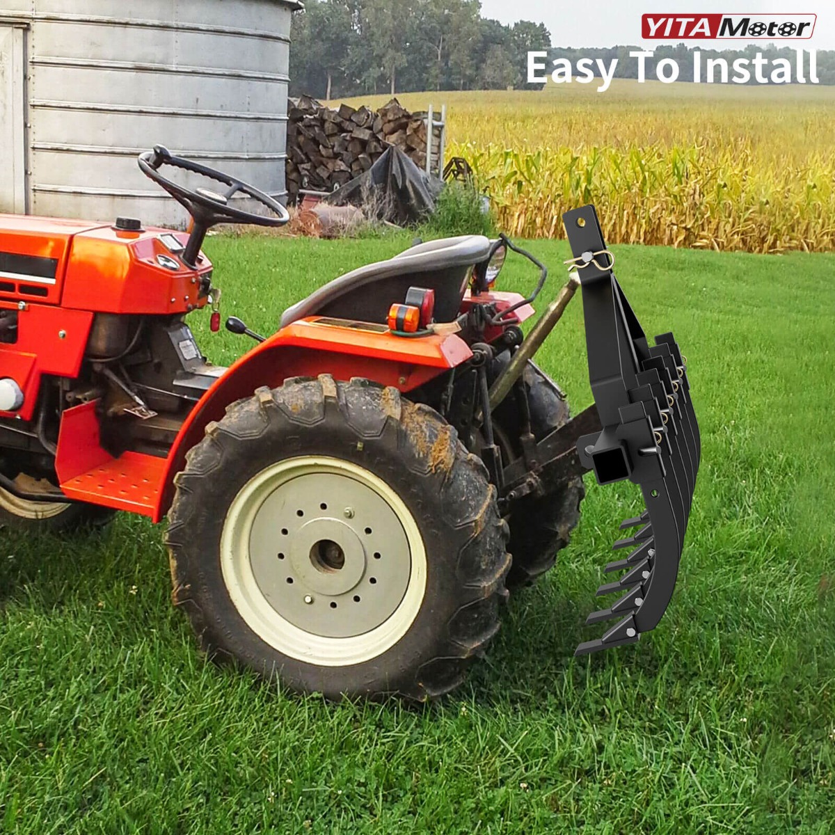 Side view of YITAMOTOR® Detachable Scarifier Cultivator W/ 6 Shank & Mount Brackets for CAT-0 & Cat 1