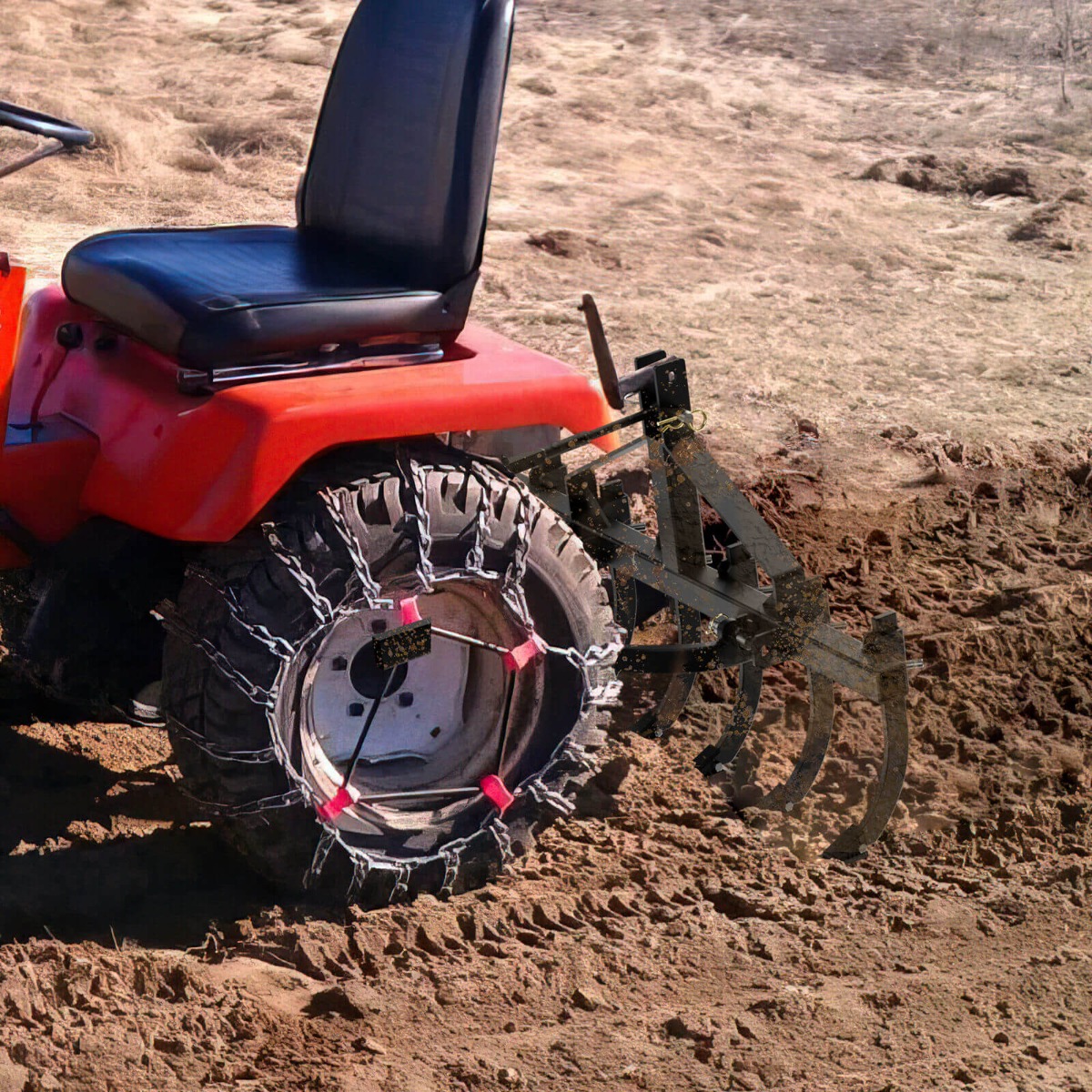 Side view of YITAMOTOR® Detachable Scarifier Cultivator W/ 6 Shank & Mount Brackets for CAT-0 & Cat 1