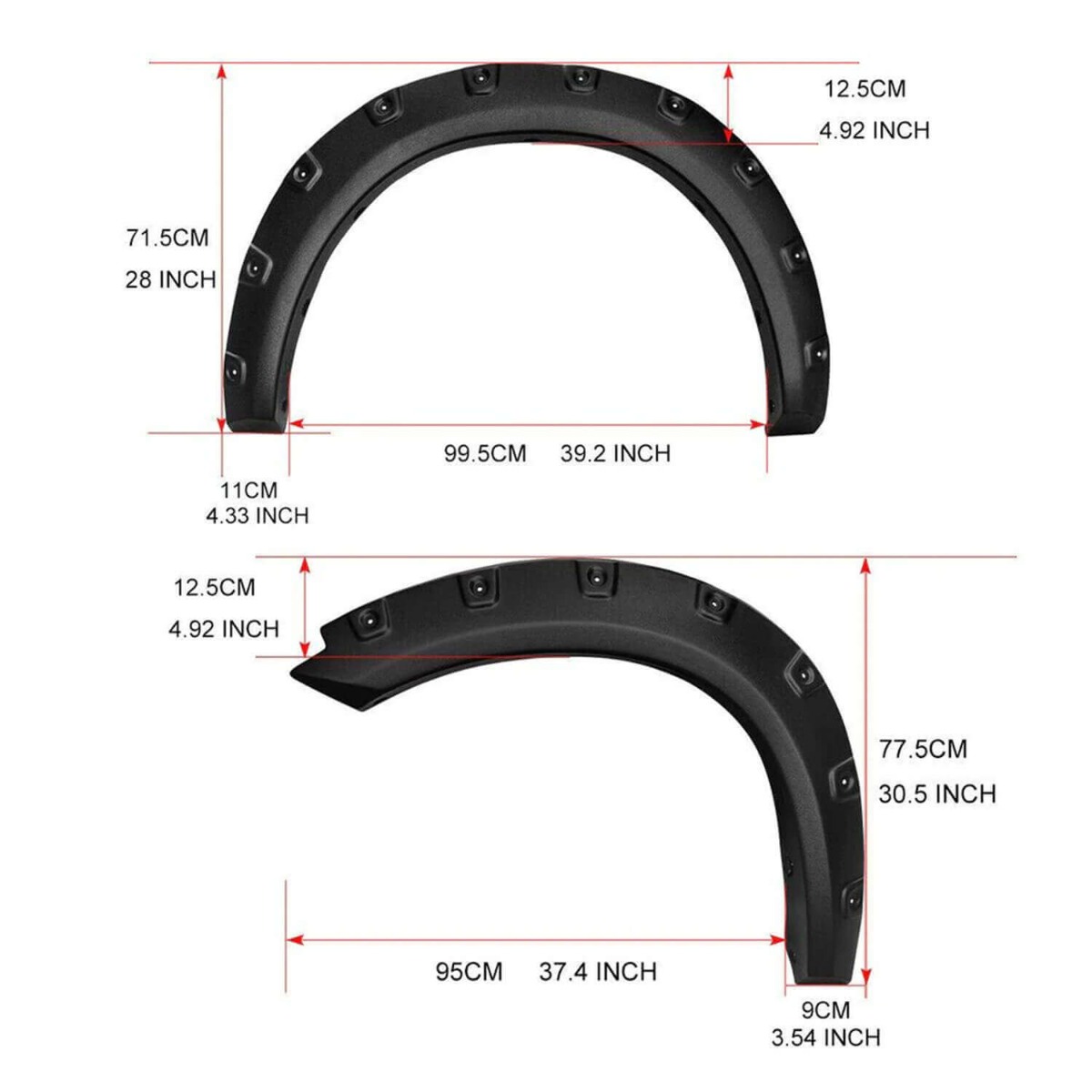 Side view of YITAMOTOR® 09-18 Dodge RAM 1500 |19-24 Ram 1500 Classic (Exclude R/T Models) Front Fender Flares-4 Piece