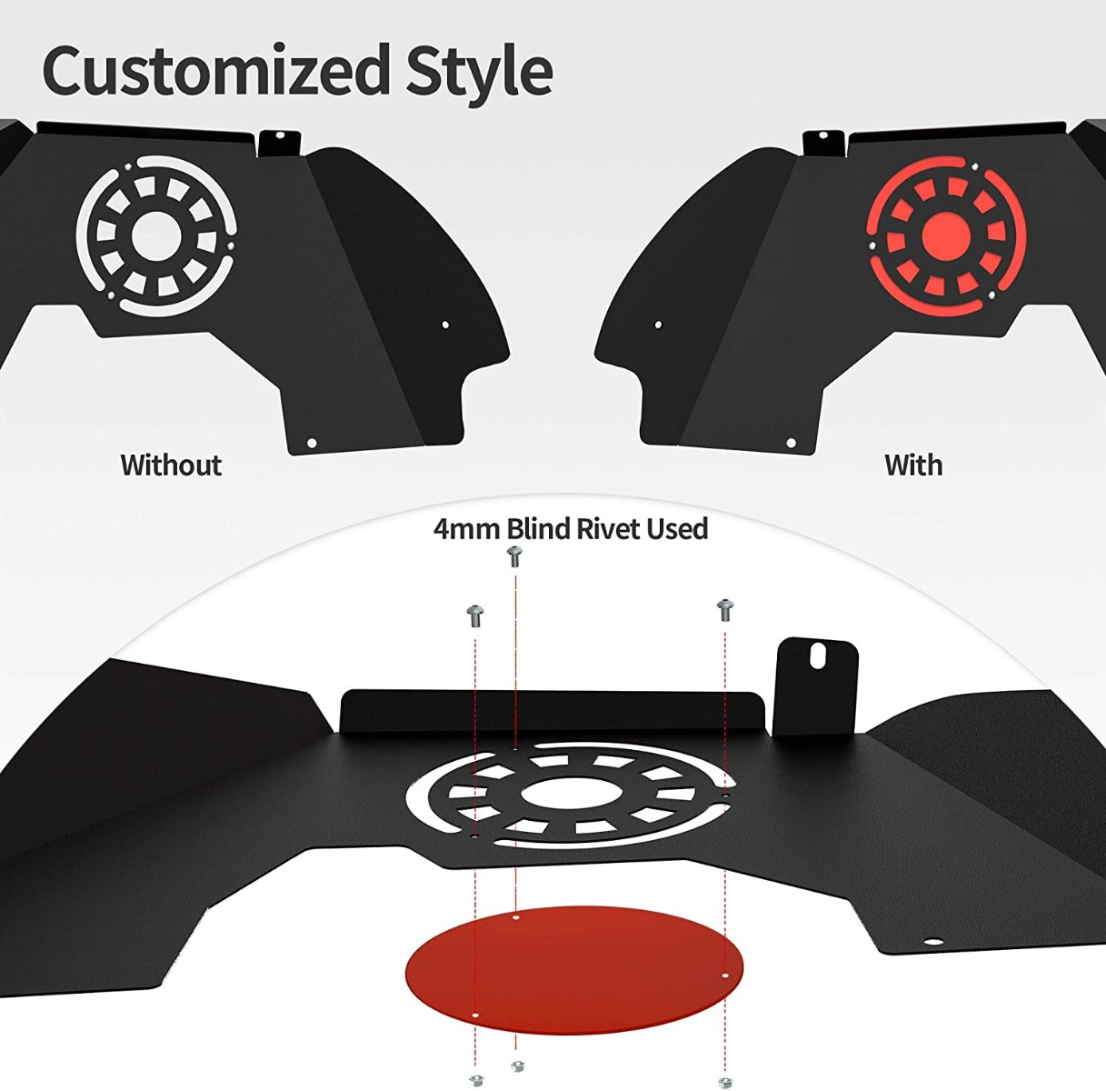 Side view of OEDRO Front Inner Fender Flares for 2018-2026 Jeep Wrangler JL & JLU Unlimited 2 & 4 Door, Offroad Bolt-on Style Steel Fender Flares
