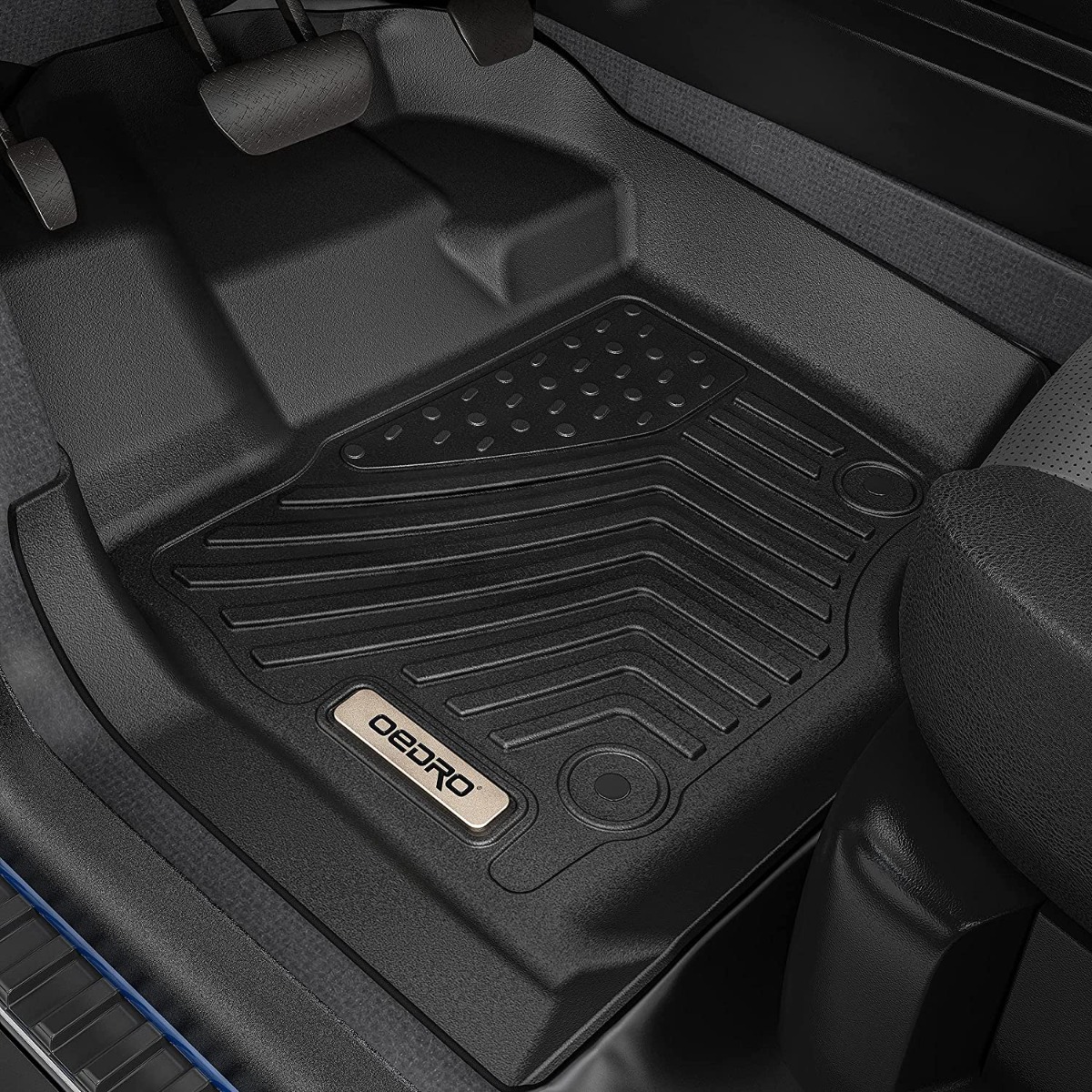 Side view of 2007-2011 Toyota Camry Black TPE All-Weather Floor Mats