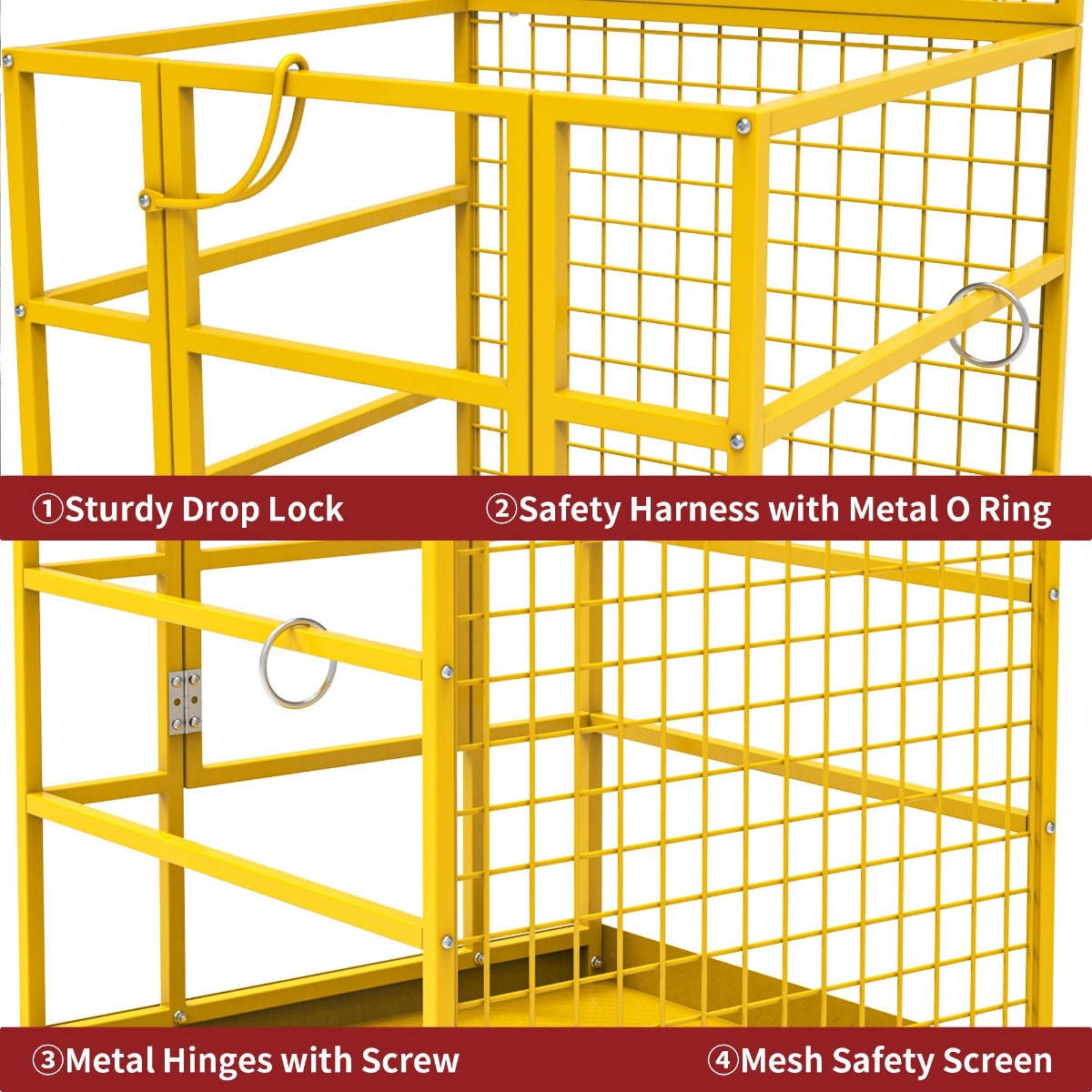 Side view of YITAMOTOR® 43"x45"Forklift Safety Cage Basket Safety Cage 2 Person Work Platform 1400 LBS0