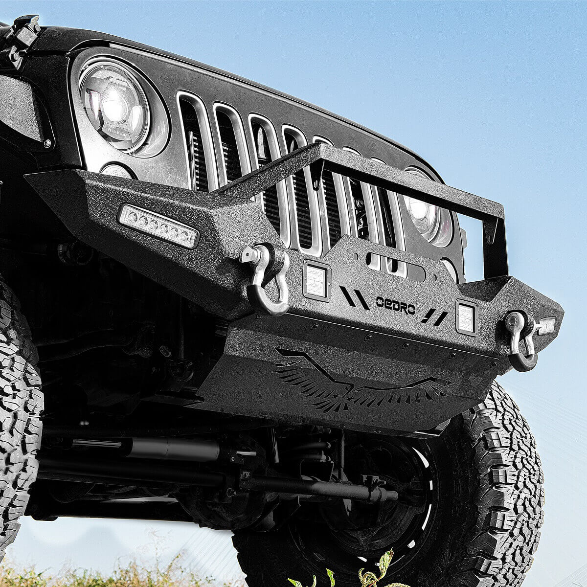 Side view of OEDRO Front Skid Plate Compatible for 2007-2018 Jeep Wrangler JK & JKU Off Road