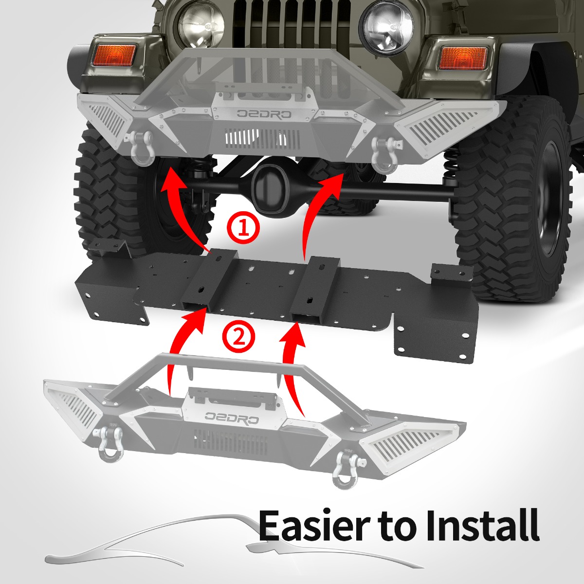 Side view of 1997-2006 Jeep Wrangler TJ LJ Front Bumper | OEDRO®
