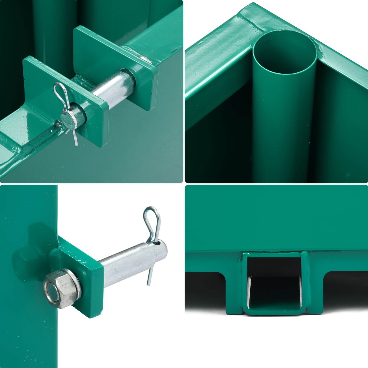 Side view of YITAMOTOR® Ballast Box 3 Point Hitch Counterweight for Category 1 Tractor Attachment Green