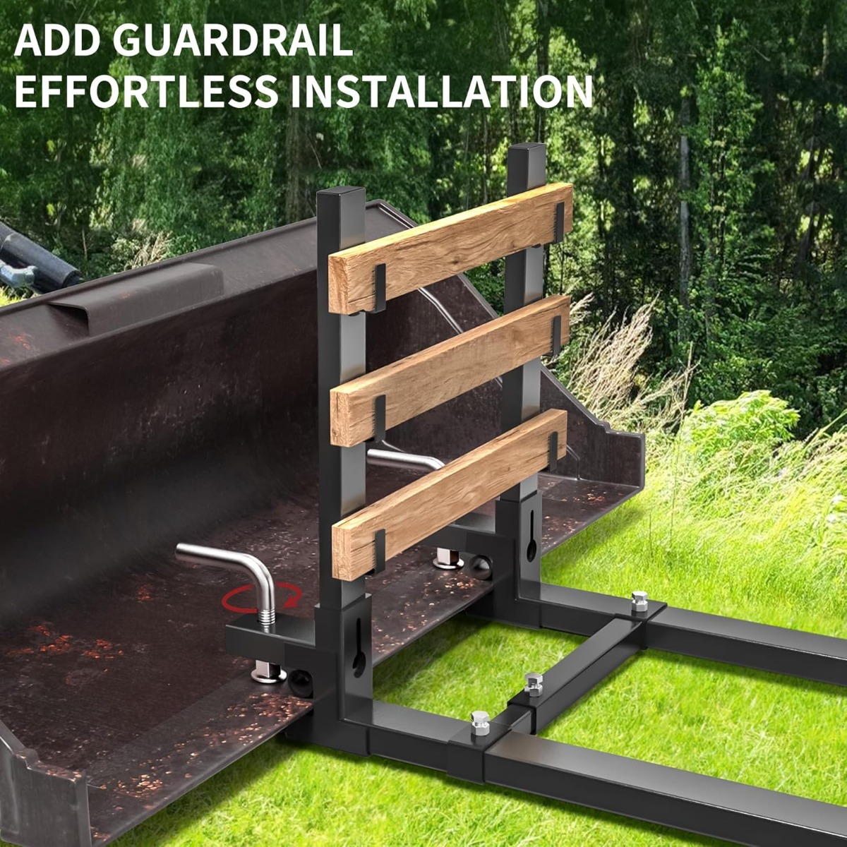 Side view of YITAMOTOR® 60" 4000 lbs Heavy Duty Pallet Forks with Adjustable Stabilizer Bar with Anti-roll Bar for Tractor Bucket Loader Skid Steer