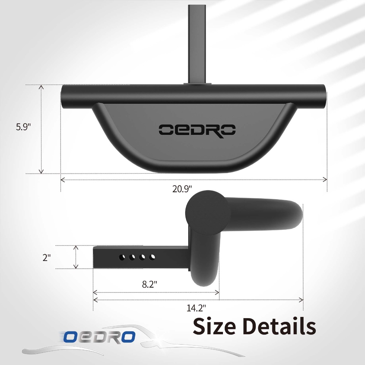 Side view of OEDRO Hitch Step with 2" Hitch Receiver Rear Bumper Guard Protector Upgraded Textured Black Hitch Step Bar