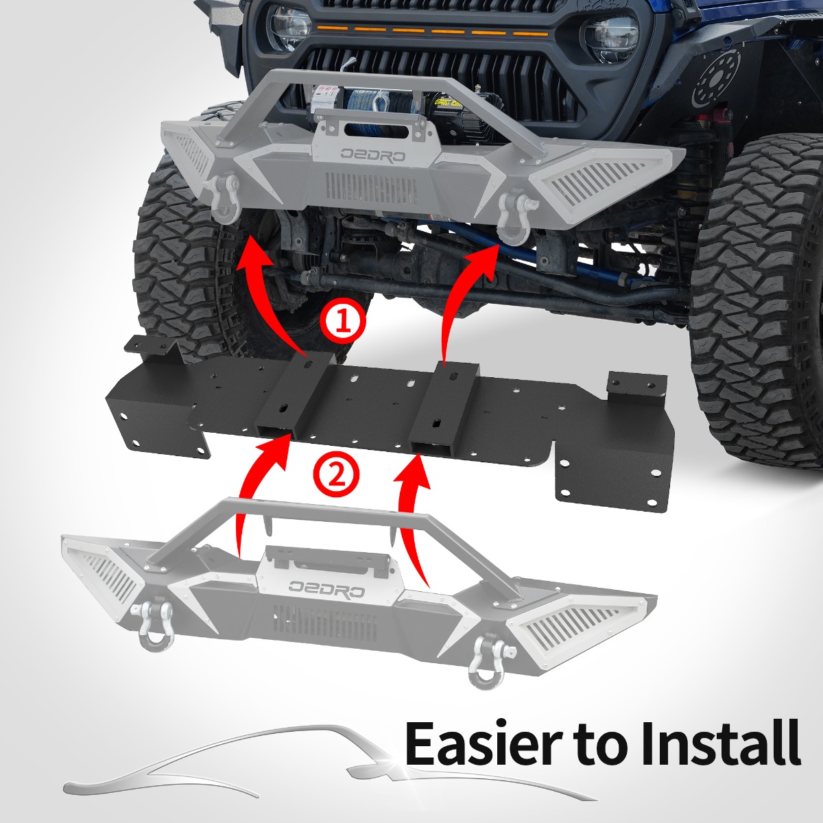 Side view of 2018-2025 Jeep Wrangler JL/2020-2025 Gladiator JT Front Bumper