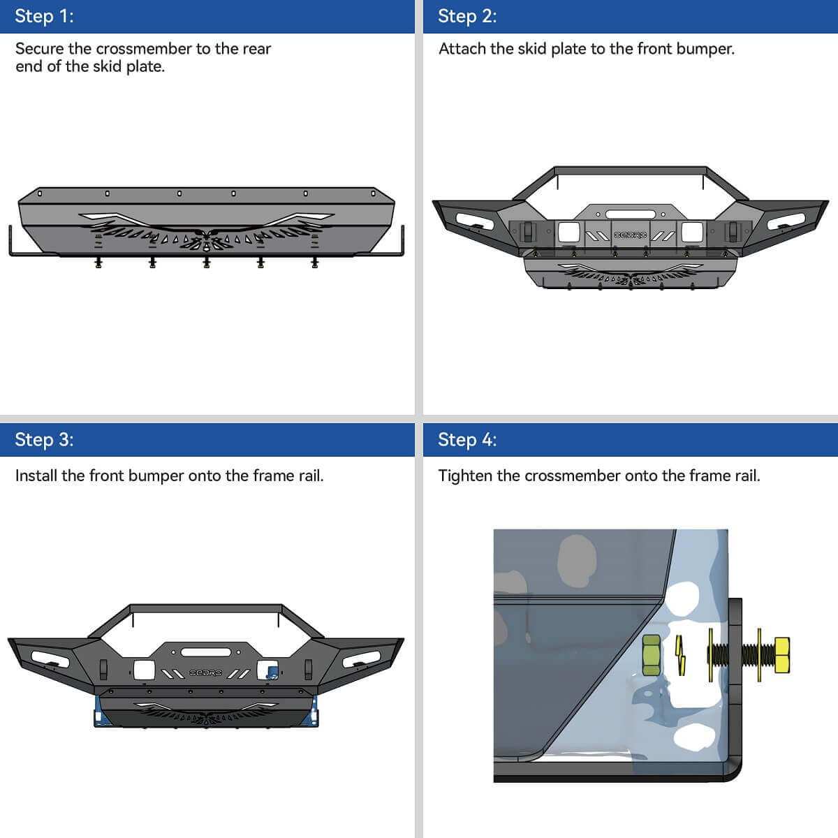Side view of OEDRO Front Skid Plate Compatible for 2007-2018 Jeep Wrangler JK & JKU Off Road
