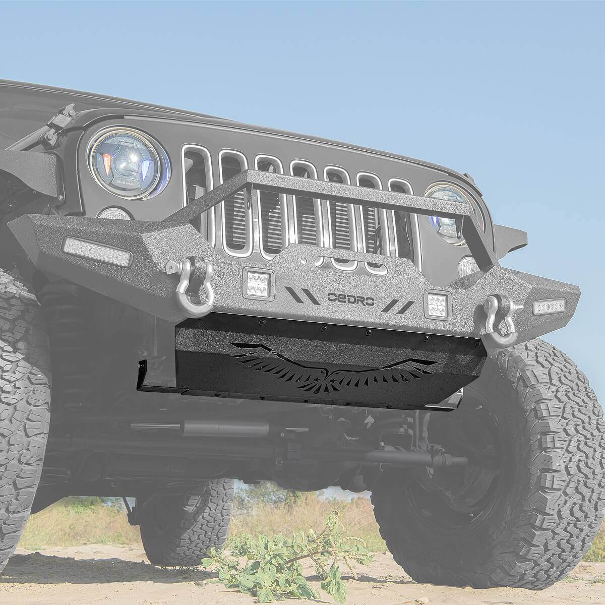 Side view of OEDRO Front Skid Plate Compatible for 2007-2018 Jeep Wrangler JK & JKU Off Road
