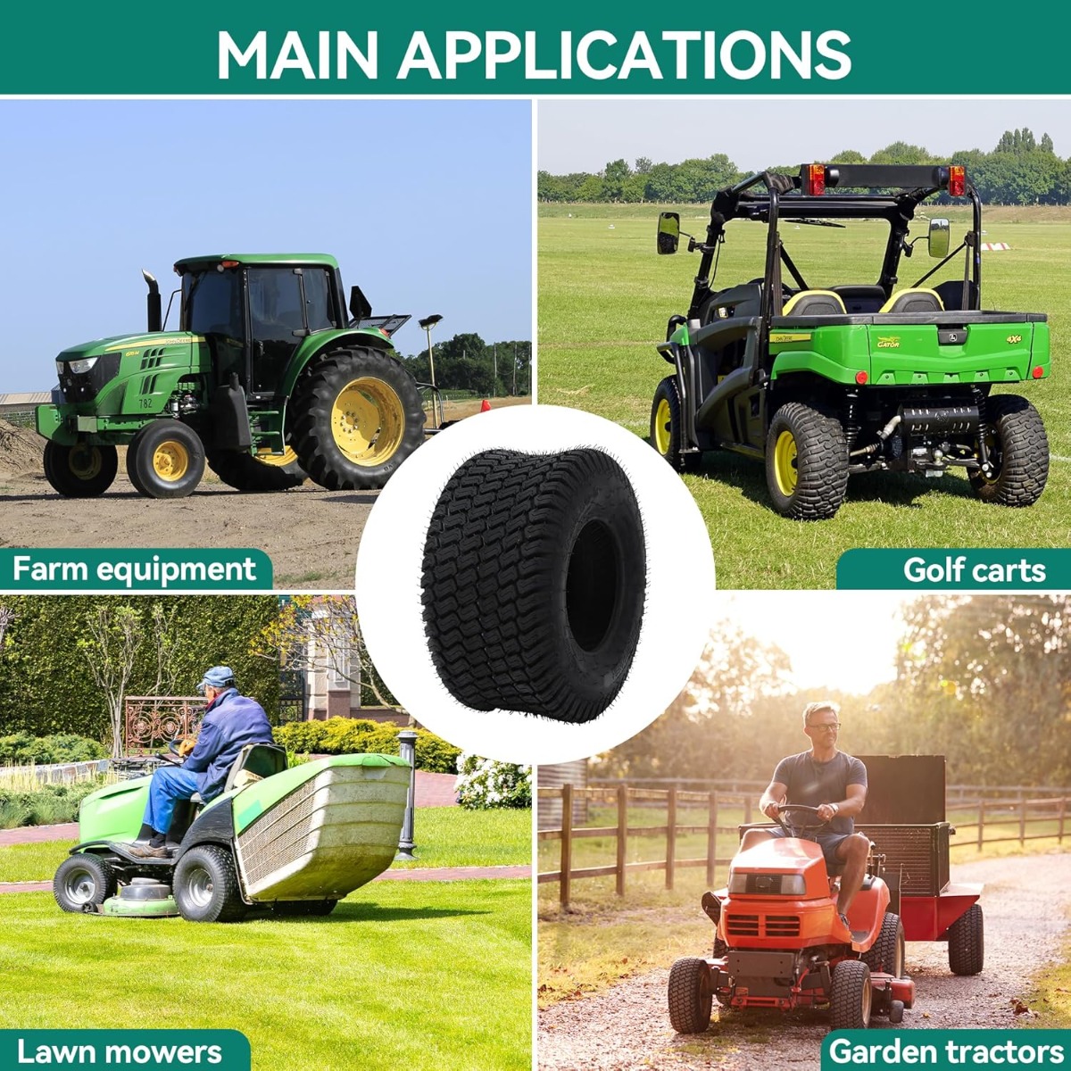 Side view of YITAMOTOR® 18x8.50-8" Lawn Mower Tires, Suitable for Lawnmowers, Motorcycles, Garden Tractors, Golf Carts, and Farm Equipment, 4Ply, Set of 2