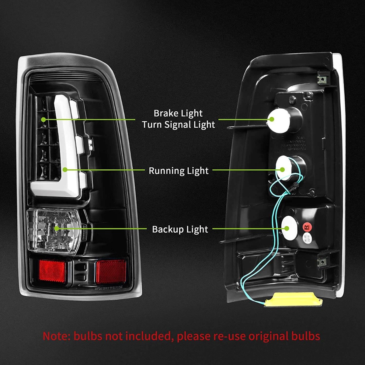 Side view of YITAMOTOR® LED Tail Lights Assembly Compatible with 1999-2006 Chevy Silverado 1500 2500/01-06 Silverado 3500/2007 Silverado Classic/GMC Sierra Classic