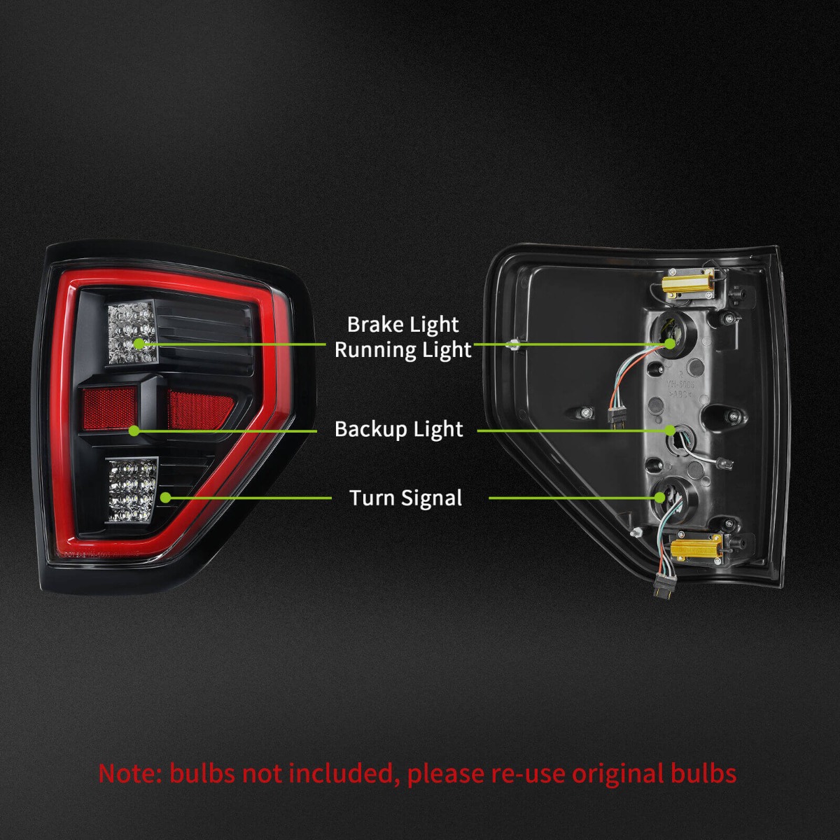 Side view of YITAMOTOR® LED Tail Lights 2009-2014 Ford F150 Taillights Rear Brake Lamp