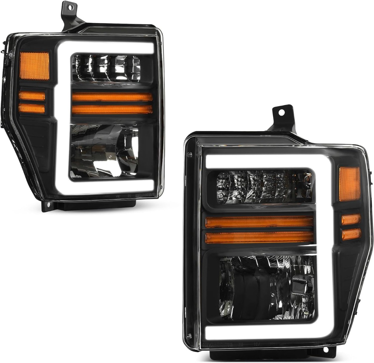 YITAMOTOR® LED DRL Headlights Assembly Compatible with 2008 2009 2010 Ford F250 F350 F450 Super Duty Replacement Headlamp Black Housing Clear Lens Amb