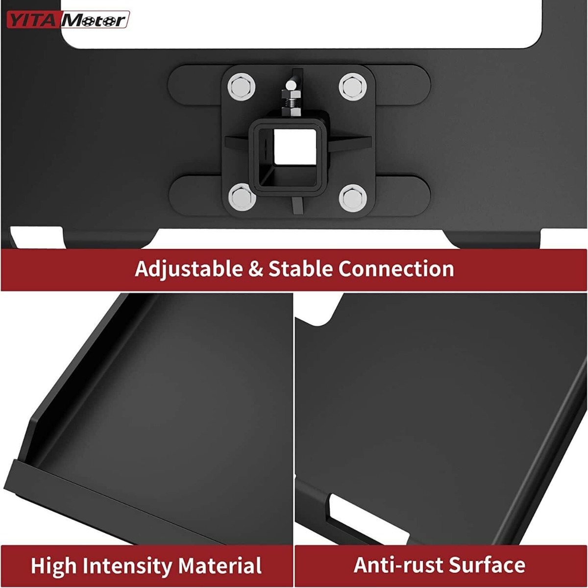 Side view of YITAMOTOR® 3/8" thick Mount Plate with 2" Removable Trailer Hitch Receiver