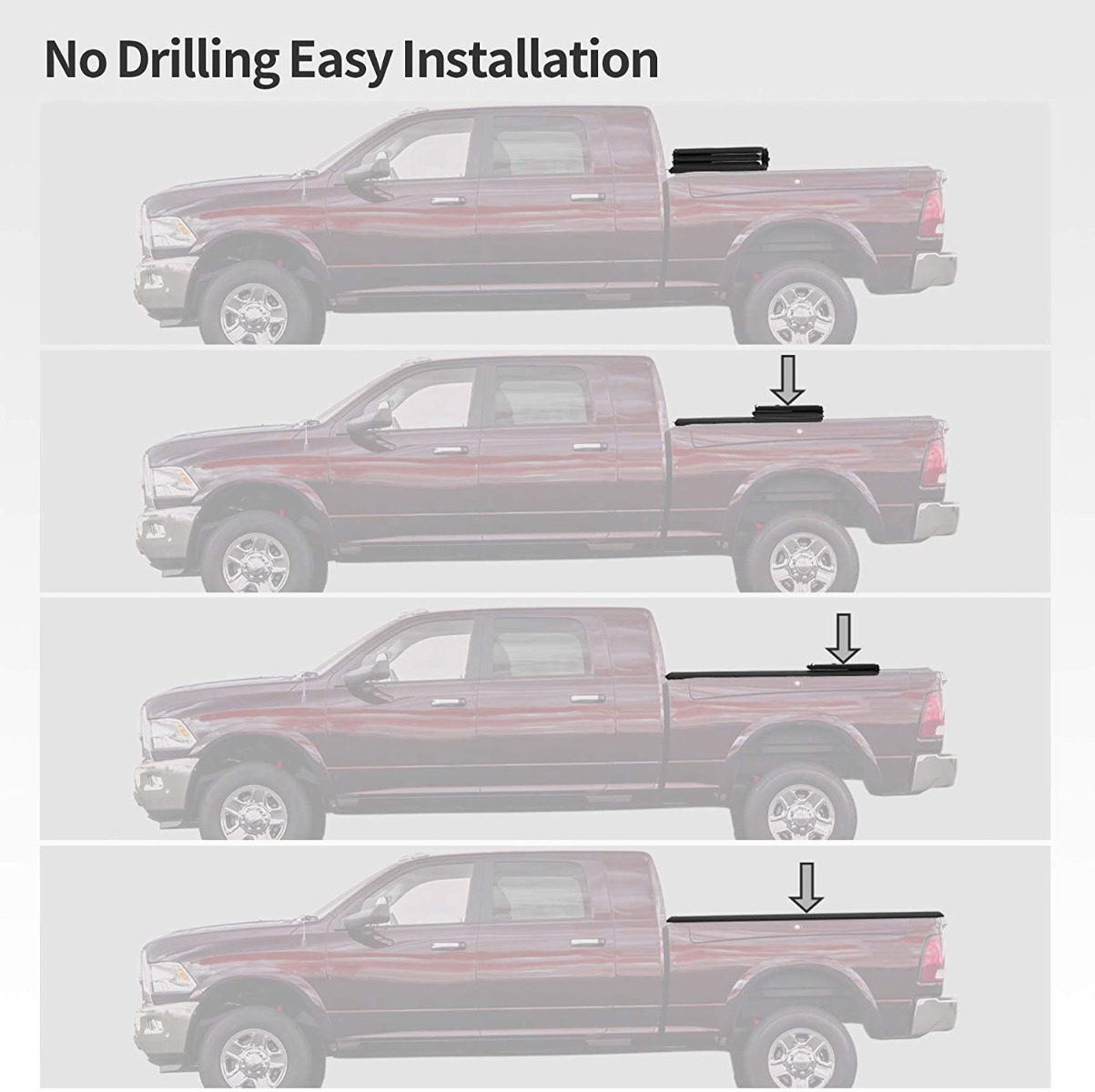 Side view of OEDRO® 6.6ft Soft Quad Fold Tonneau Cover for 2009-2014 Ford F-150 F150 (Excl. Raptor Series)