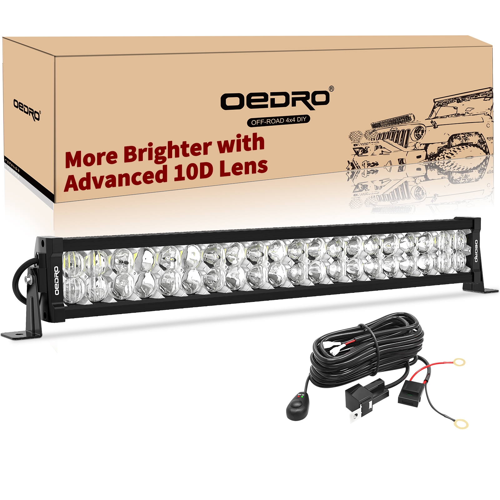 OEDRO 22"" 250W 17500LM LED Light Bars Spot Flood Combo Light with Wiring Harness