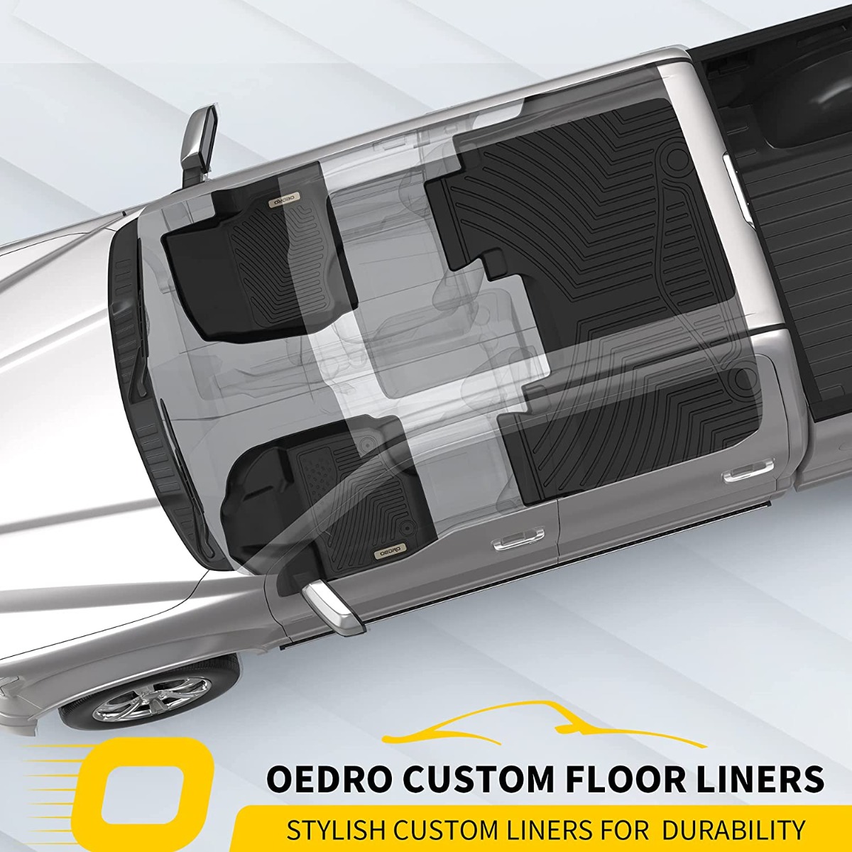 Side view of OEDRO Floor Mats for 2018-2022 Ford EcoSport (US Model Only), Black TPE All-Weather Guard Floor Liner Set