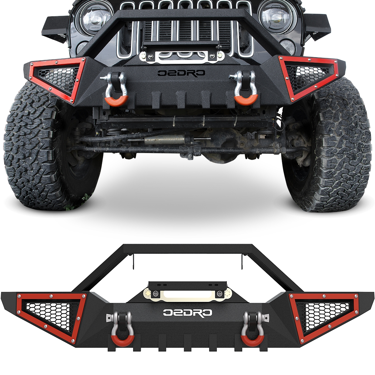 Side view of OEDRO Front Bumper for 2007-2018 Jeep Wrangler JK & Unlimited JKU 2/4 Doors