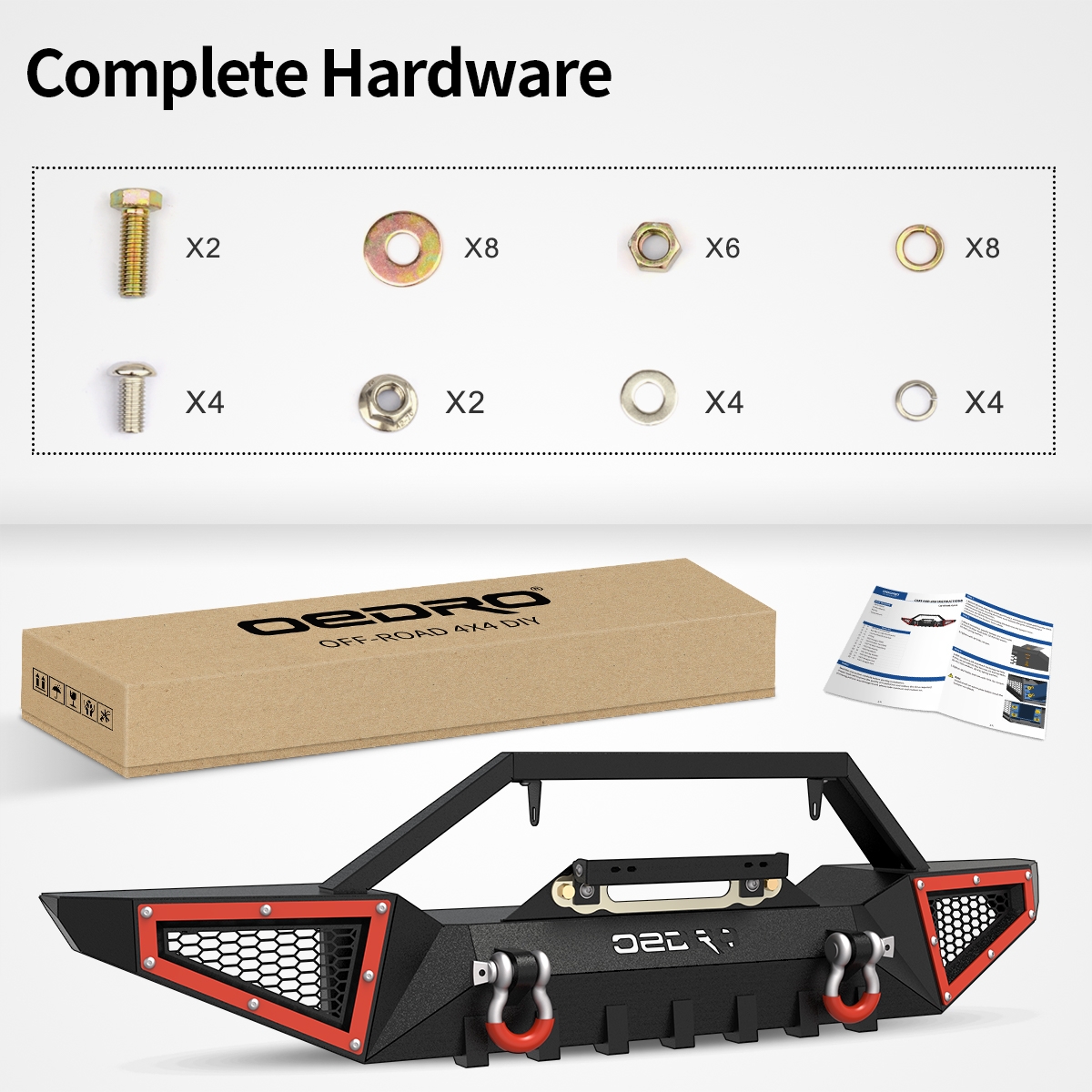Side view of OEDRO Front Bumper for 2007-2018 Jeep Wrangler JK & Unlimited JKU 2/4 Doors
